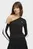 Жіночий чорний лонгслів T7 Asymmetric Top Women