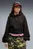 Женское черное худи Essentials Cropped Balloon Sleeve Hoodie Women