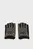 Жіночі чорні шкіряні мітенки k signature glitter fl gloves