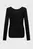 Жіночий чорний топ JERSEY C-NECK METAL TOP LS