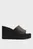 Женские коричневые кожаные мюли WEDGE 70