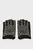 Женские черные кожаные митенки k signature glitter fl gloves