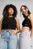 Жіночий чорний топ WARDROBE ESS Ribbed Crop Top Women