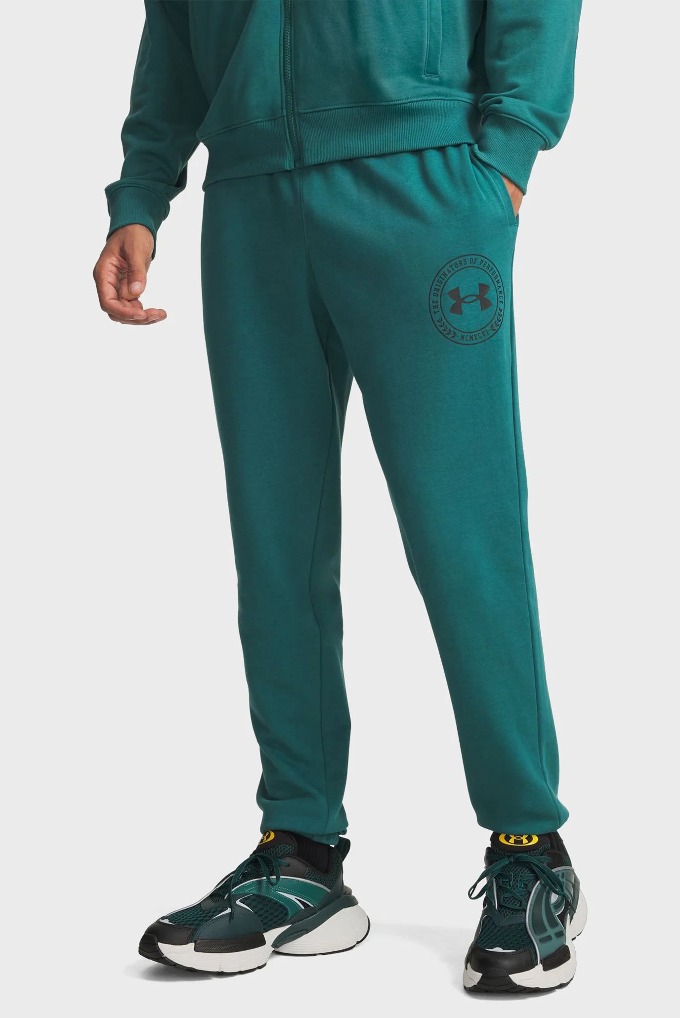 Мужские зеленые спортивные брюки UA Rival LW Graphic Jogger-GRN