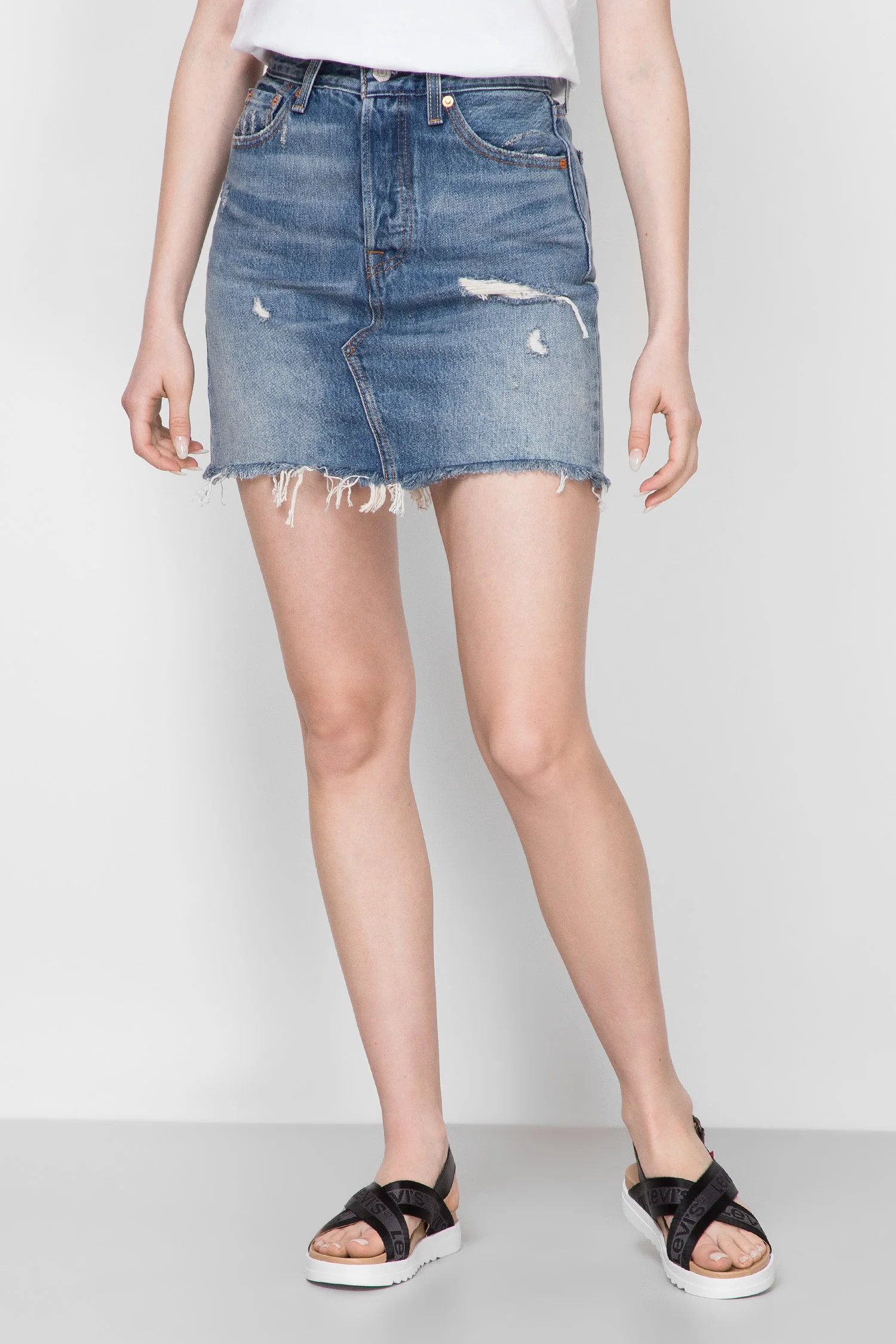 ゆう　Levis684 Женская синяя джинсовая юбка Deconstructed Iconic Boyfriend Levi's