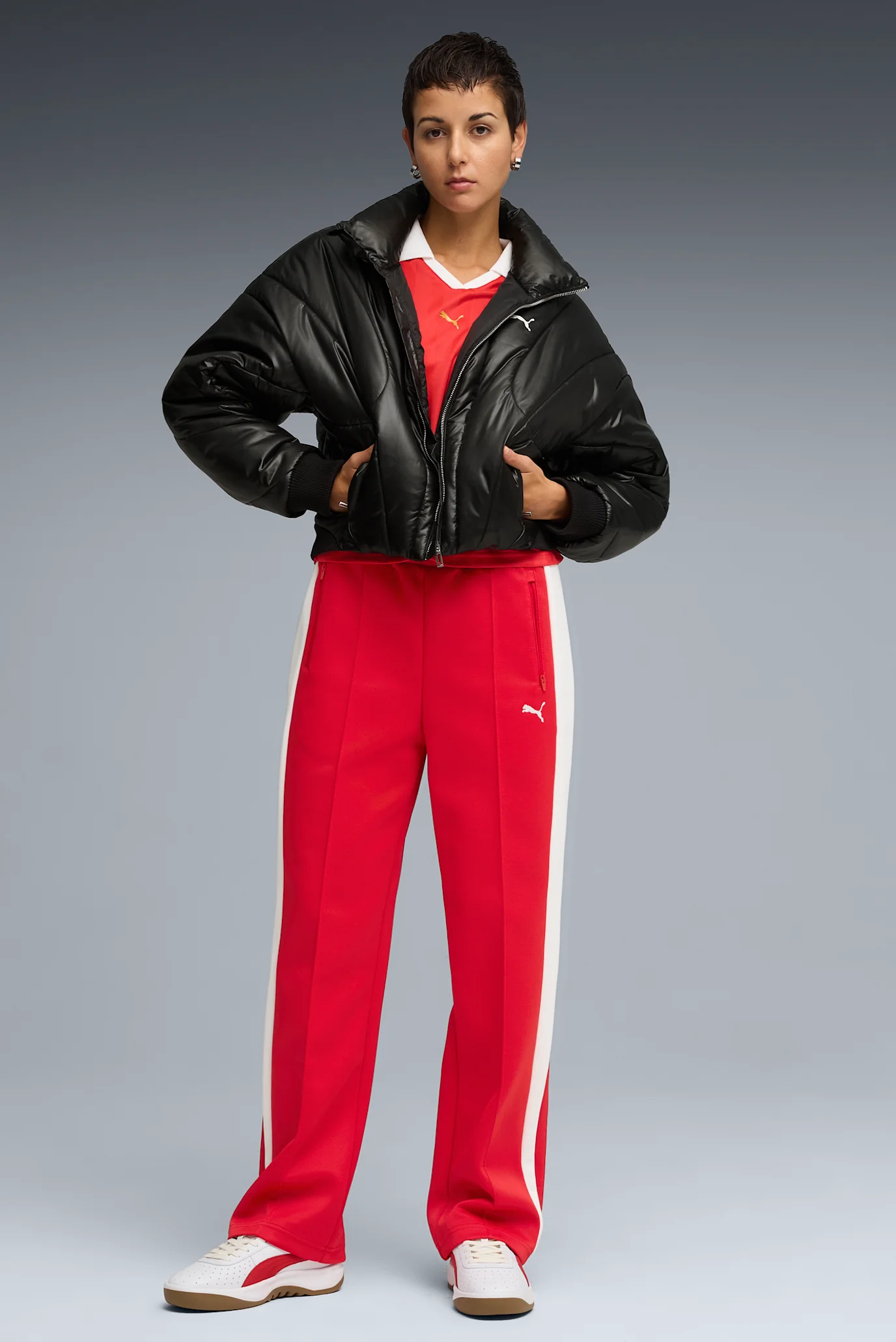 n72p　1001 Жіночі червоні спортивні штани T7 ALWAYS ON Straight Track Pants