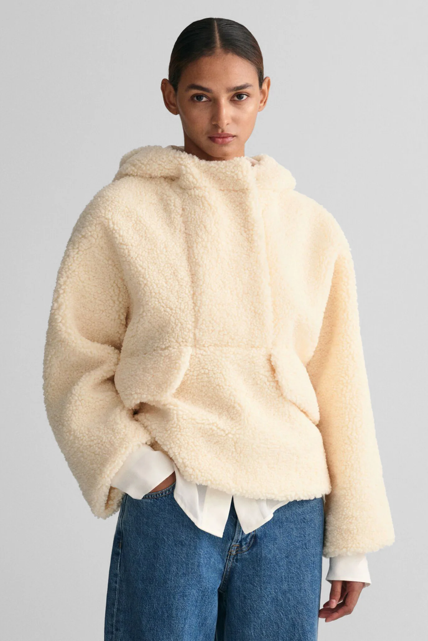 Жіноче бежеве худі REL PILE FLEECE HOODIE Gant 4200737 — MD-Fashion