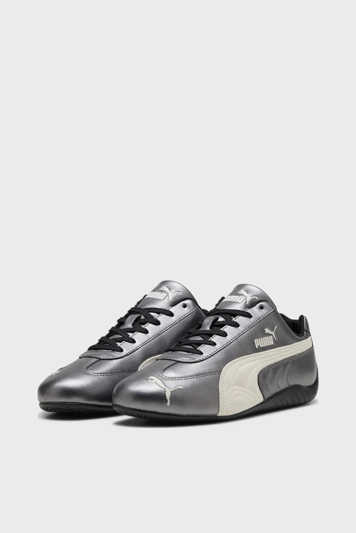 Серебристые кожаные кроссовки Speedcat Metallic Sneakers Unisex