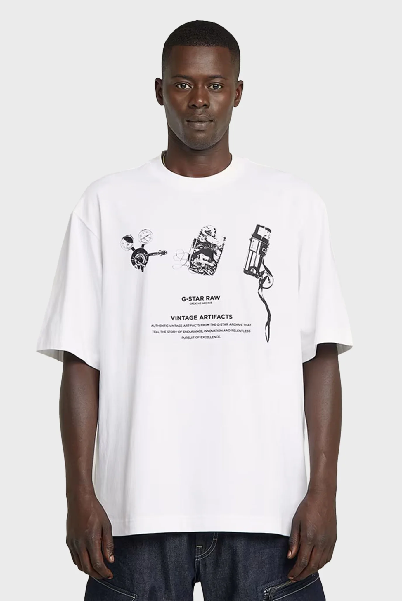 Мужская белая футболка Archive boxy r t G-Star RAW D25978,C336