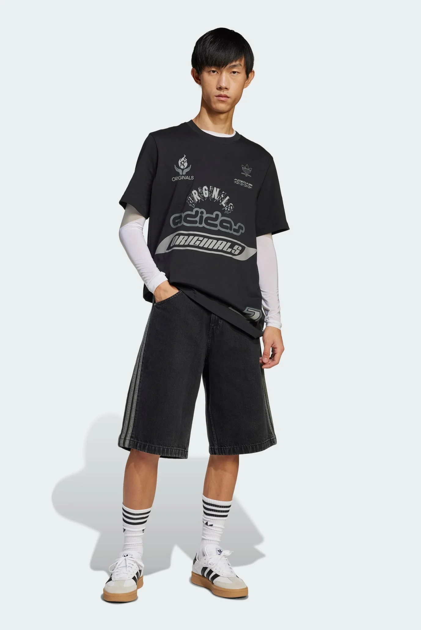 Мужские черные джинсовые шорты Adicolor Denim Firebird adidas