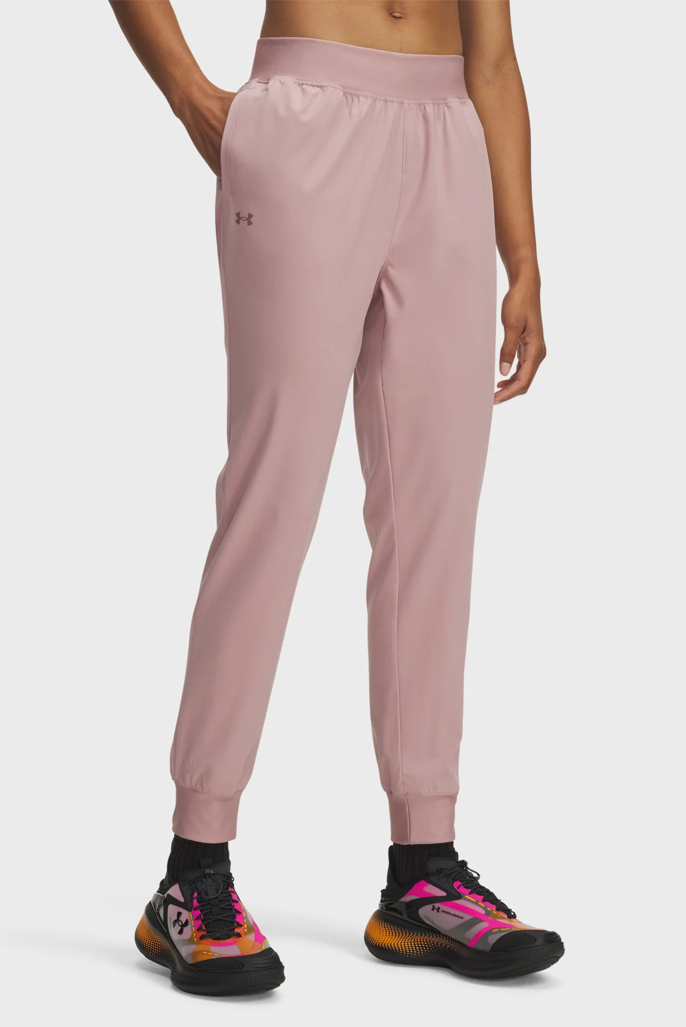 Жіночі пудрові спортивні штани UA Rival Hi Rise Woven Pant Under