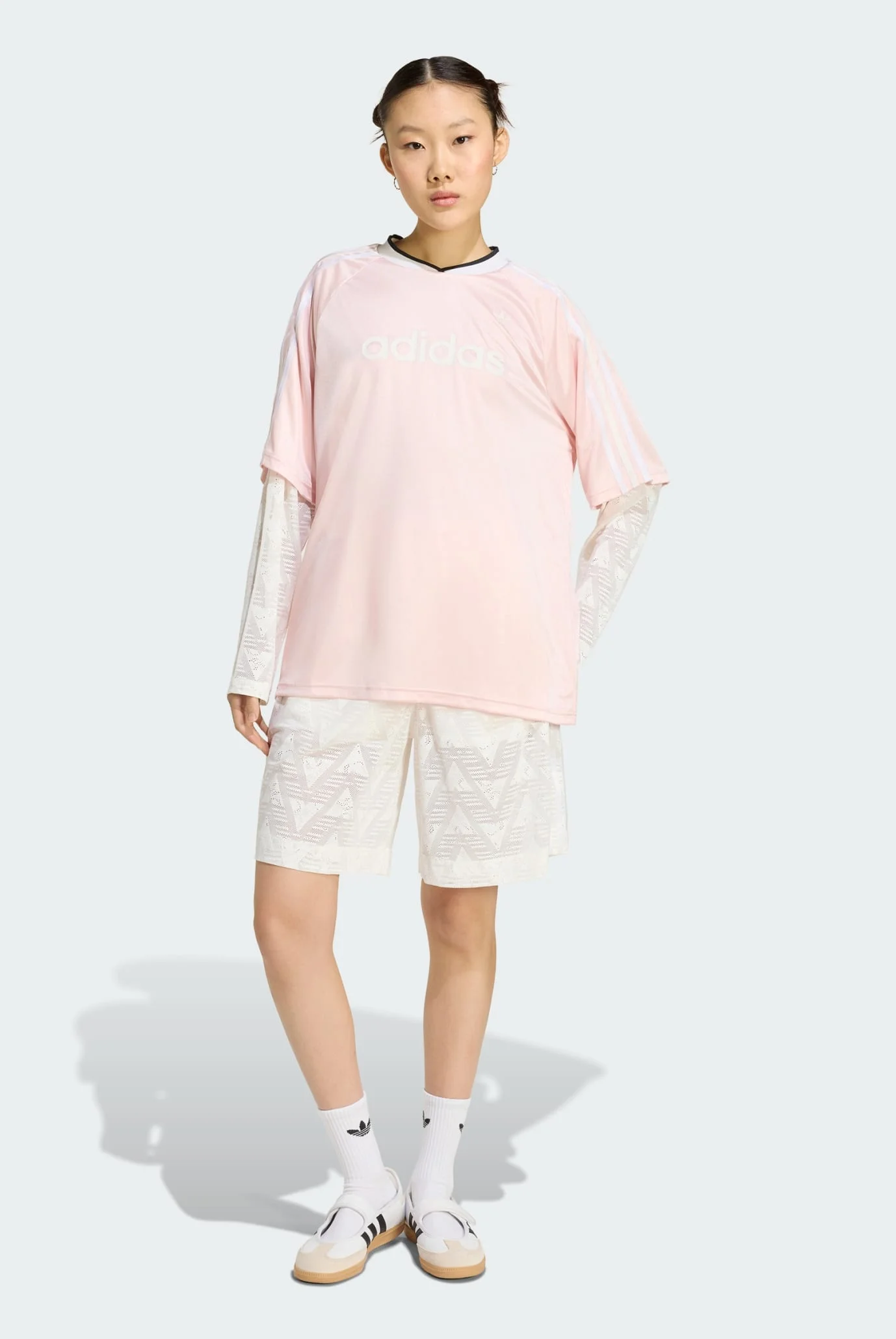 Женский розовый лонгслив LACE adidas KC6433 — MD-Fashion