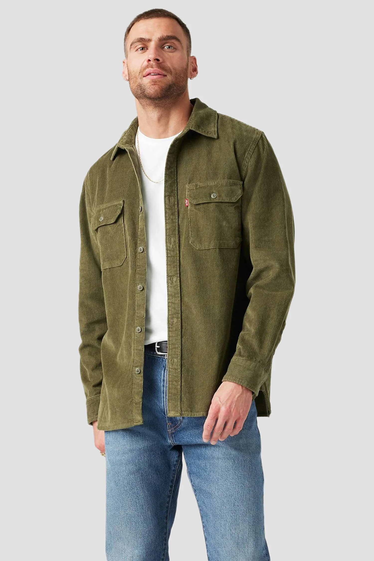 Чоловіча зелена вельветова сорочка Levi's® 19573;0228 — MD-Fashion