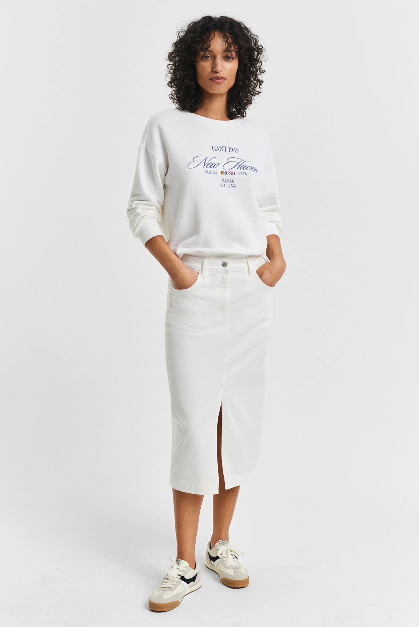 Жіноча біла джинсова спідниця MIDI WHITE DENIM SKIRT Gant 4400180