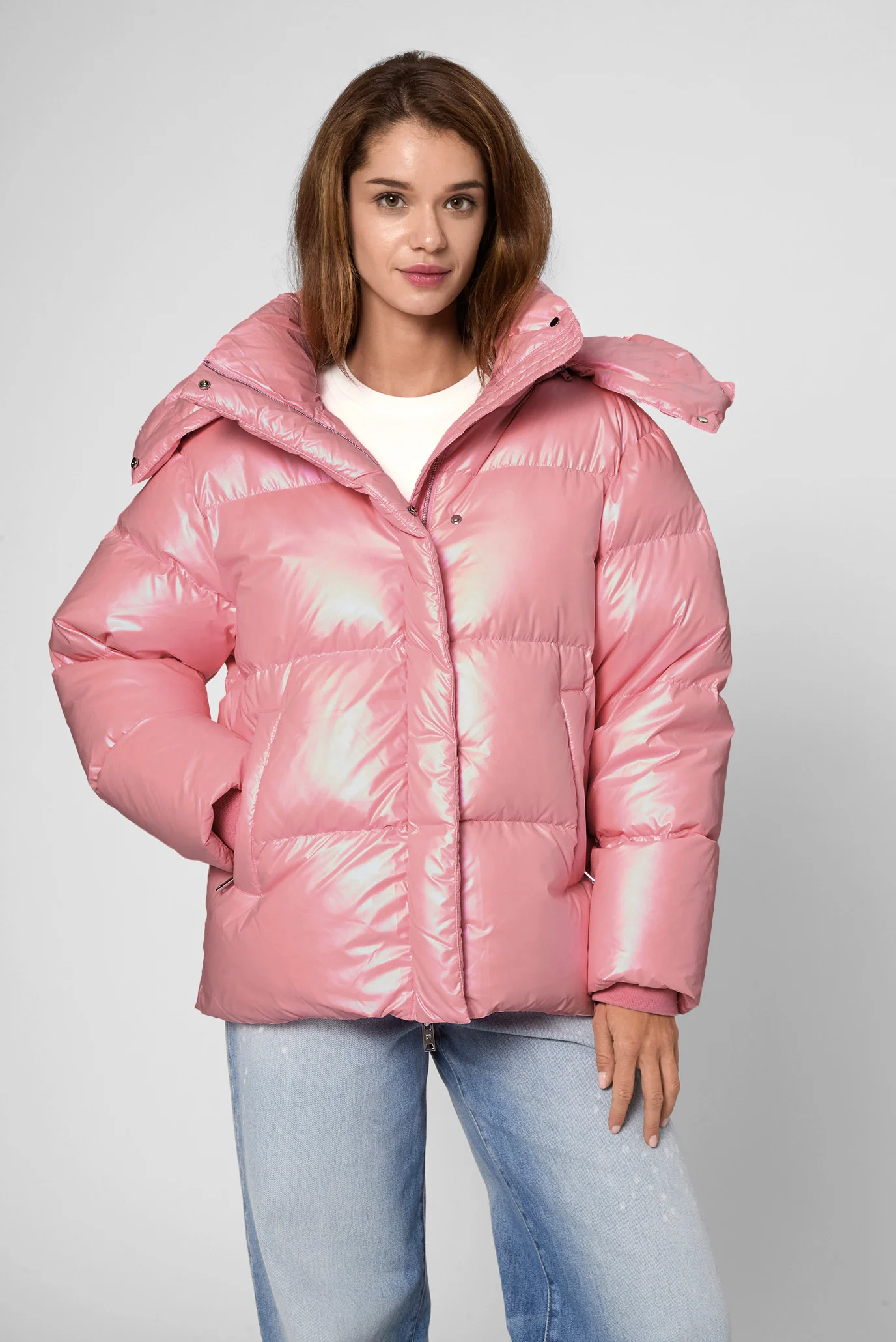 Жіночий рожевий пуховик PRPY PWOUTSKF0053 — MD-Fashion