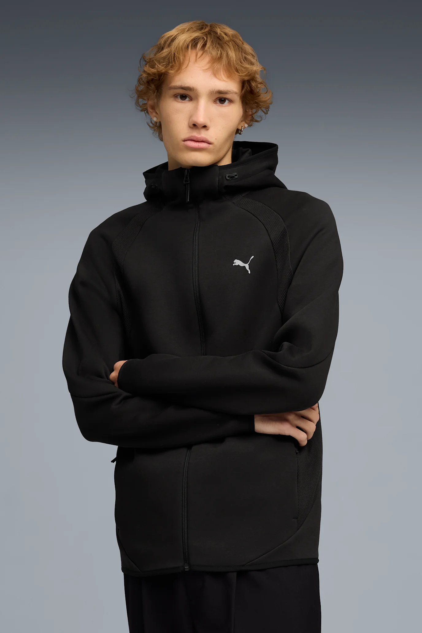 Мужское черное худи Evostripe Full-zip Hoodie Men PUMA 692190_01