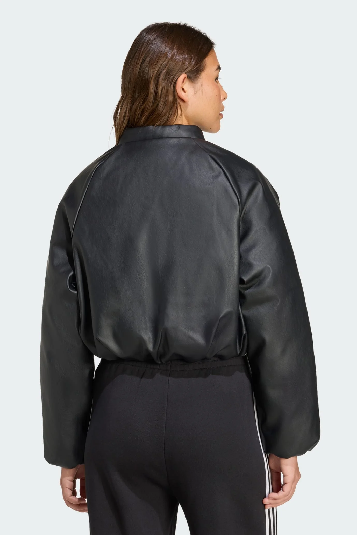 Женский черный бомбер Pleather Bomber Synthetic Down adidas JX5332