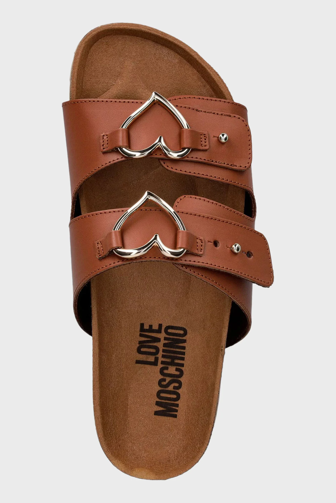 Женские коричневые кожаные слайдеры Moschino JA28173G0O.IA0;200