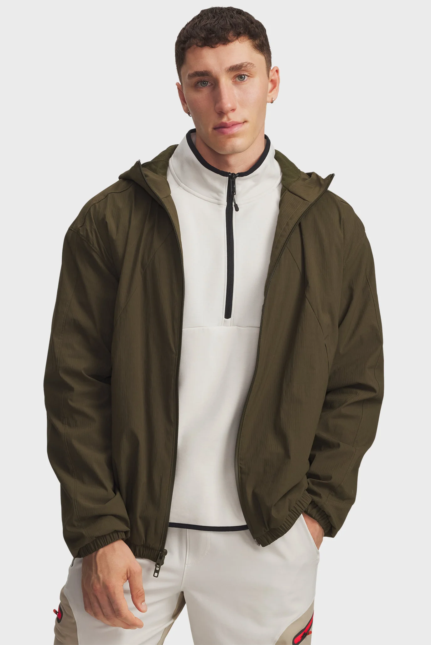 Мужская темно-зеленая ветровка UA Unstoppable Txt Woven Jkt Under