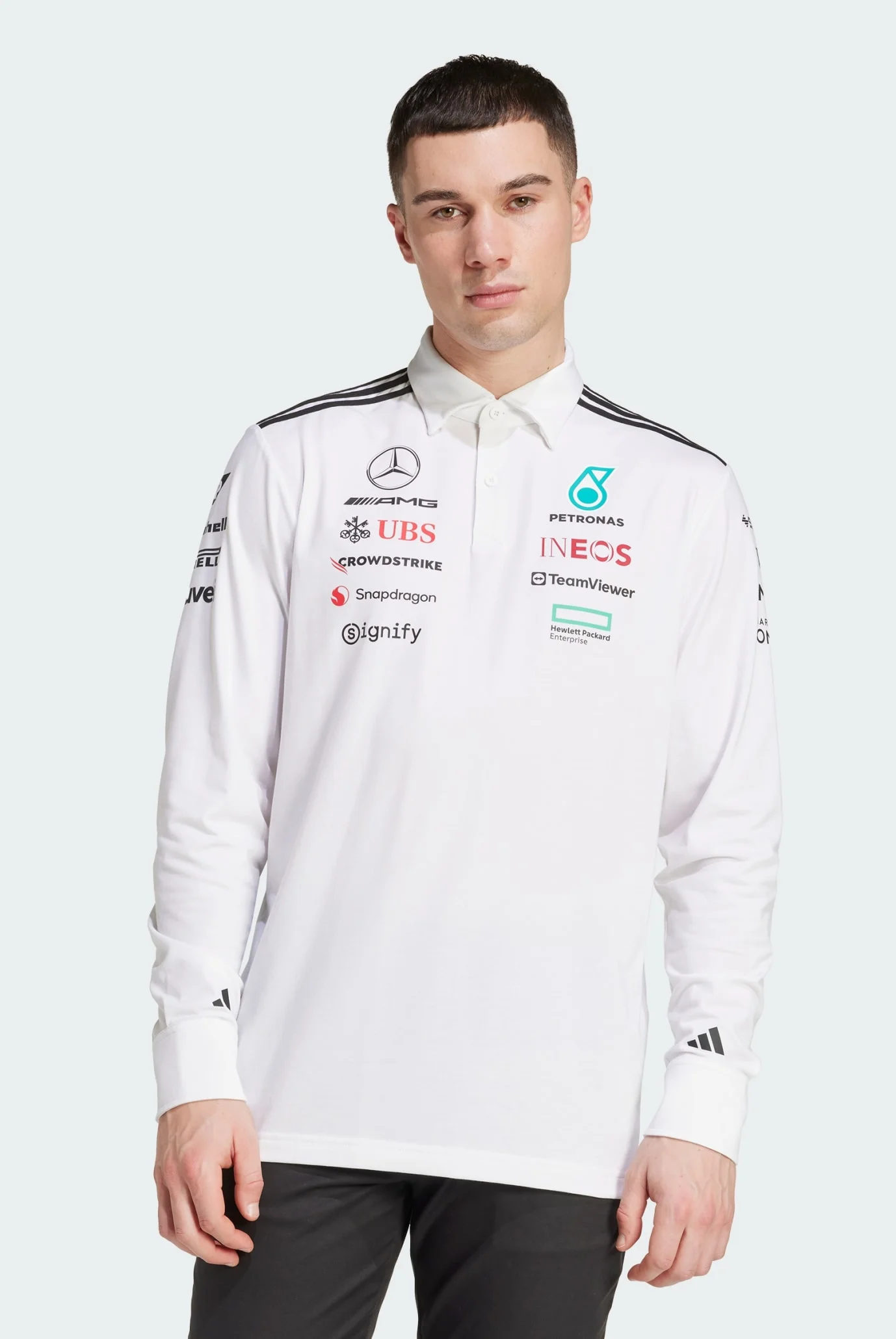 Чоловіче біле поло Mercedes - AMG Petronas Formula One Team adidas