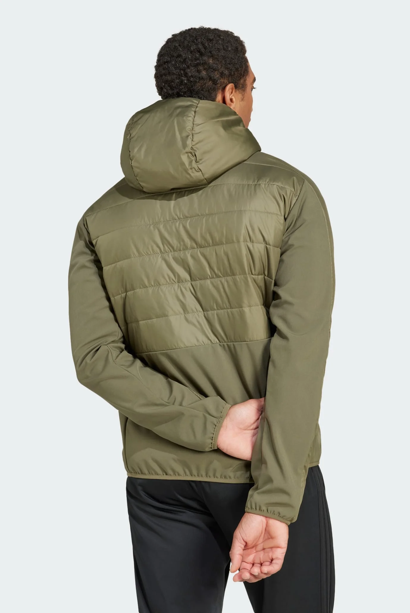 Чоловіча оливкова куртка Essentials 3-Stripes Insulation Hybrid