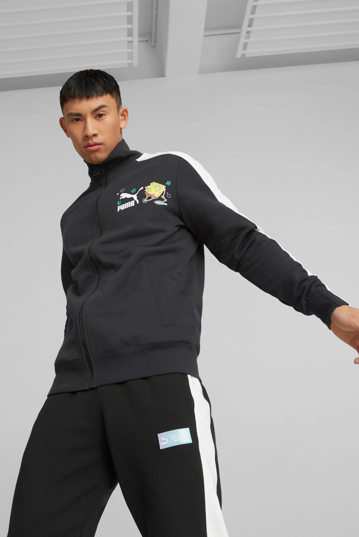Чоловіча чорна спортивна кофта PUMA x SPONGEBOB T7 Track Jacket