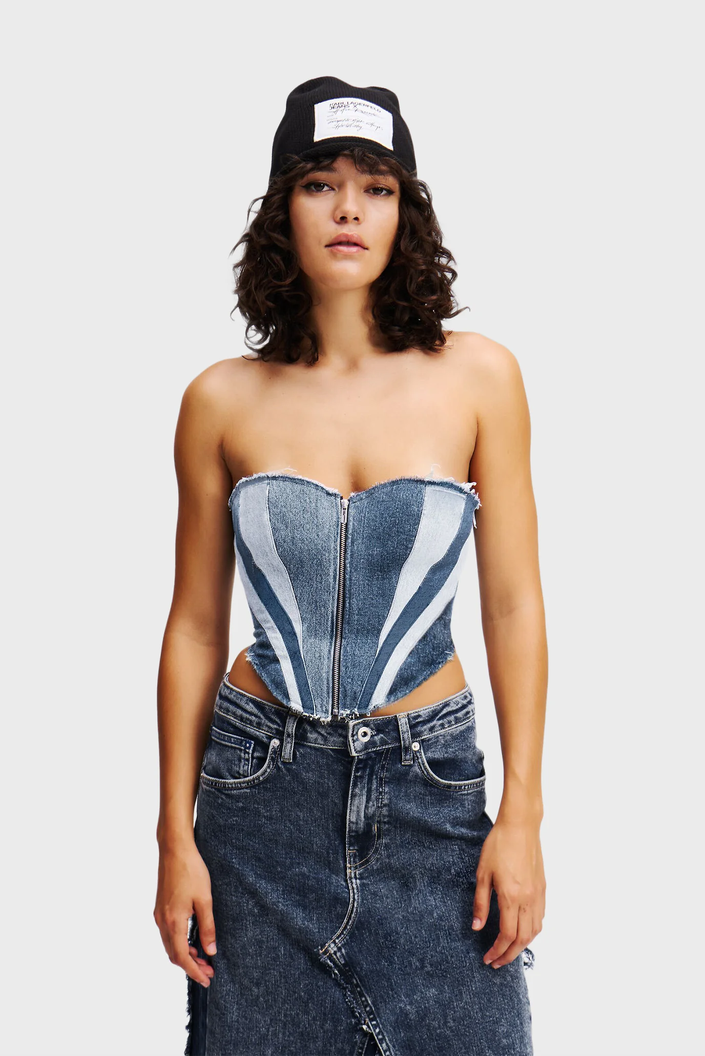 Женский синий джинсовый топ KLJ X ATELIER DENIM BUSTIER Karl