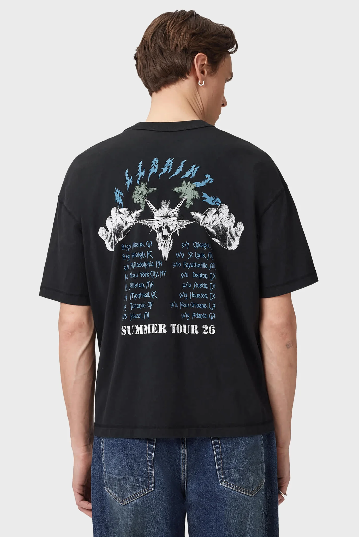 Мужская черная футболка PALM RIPPER AllSaints M045PE — MD-Fashion