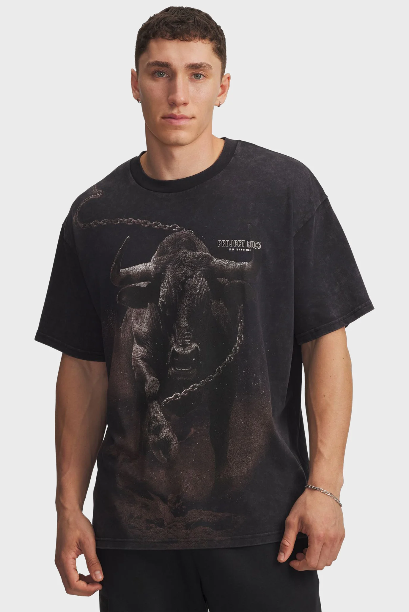 Мужская черная футболка Pjt Rck Washed HWT Under Armour 6007182