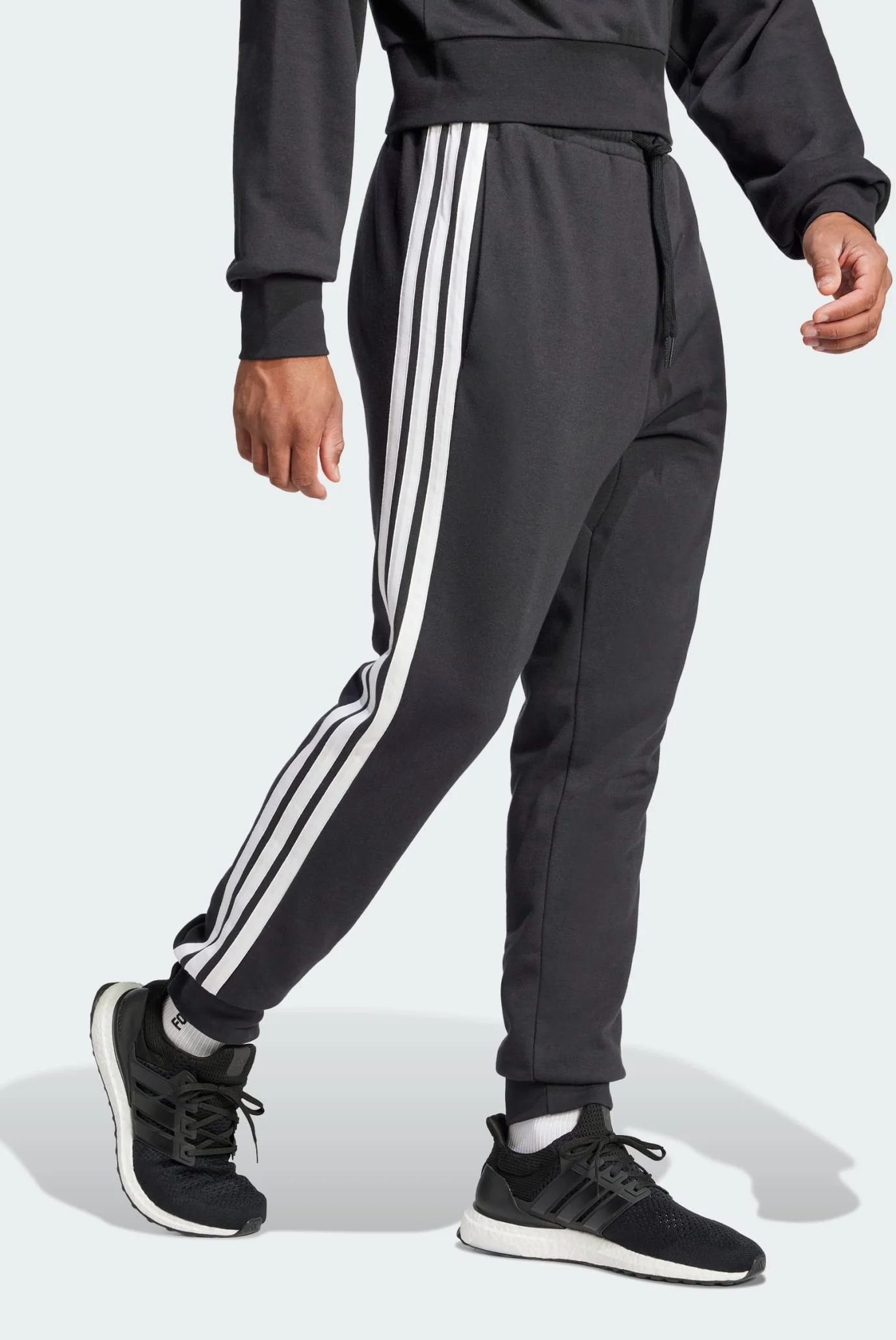 Мужские черные спортивные брюки Essential 3-Stripes French Terry