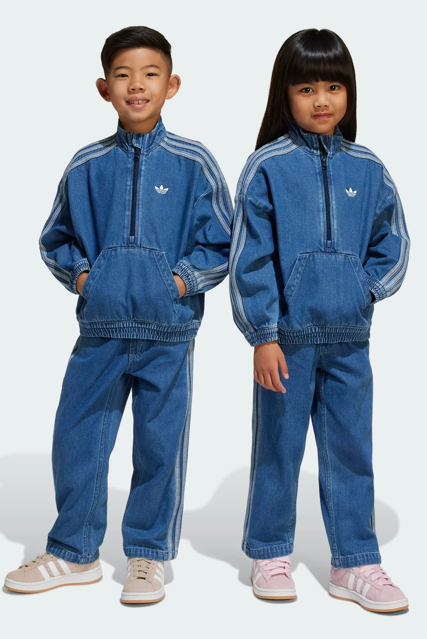 Детский синий джинсовый костюм (кофта, брюки) Kids adidas JC7871