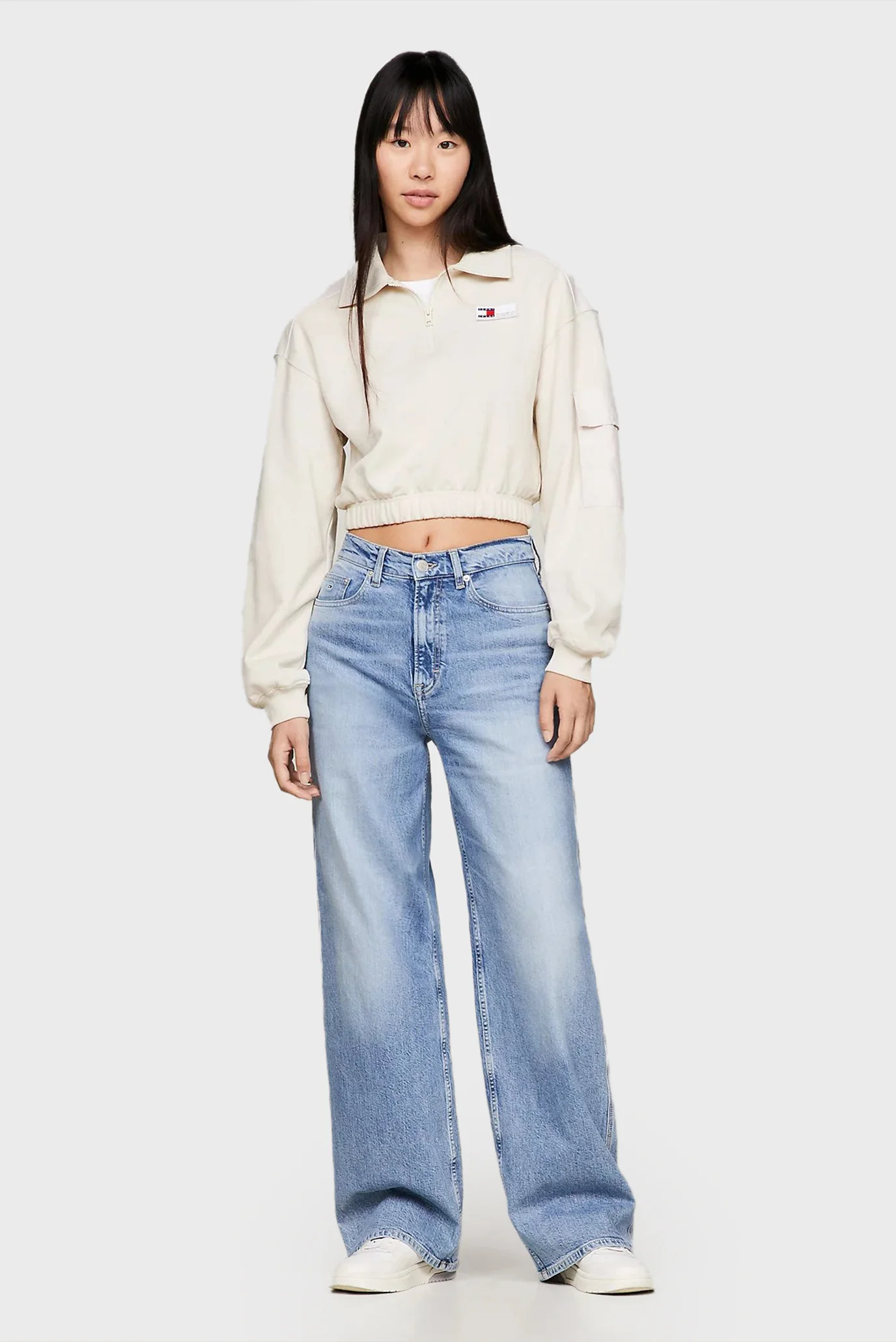Женская белая спортивная кофта TJW CRP FABRIC MIX ZIPTHRU Tommy