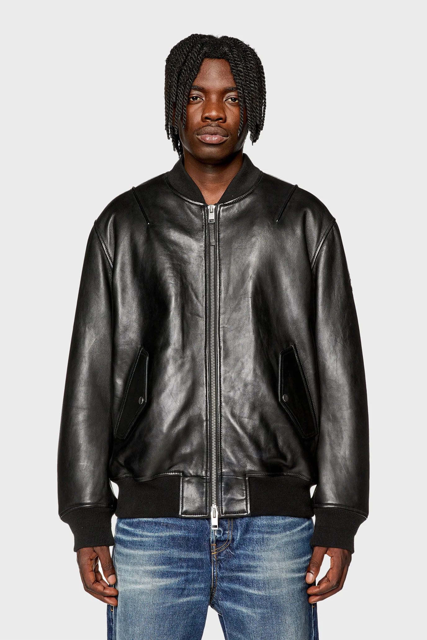 Мужская черная кожаная куртка L-PRITTS JACKET Diesel A10676 0HJAC