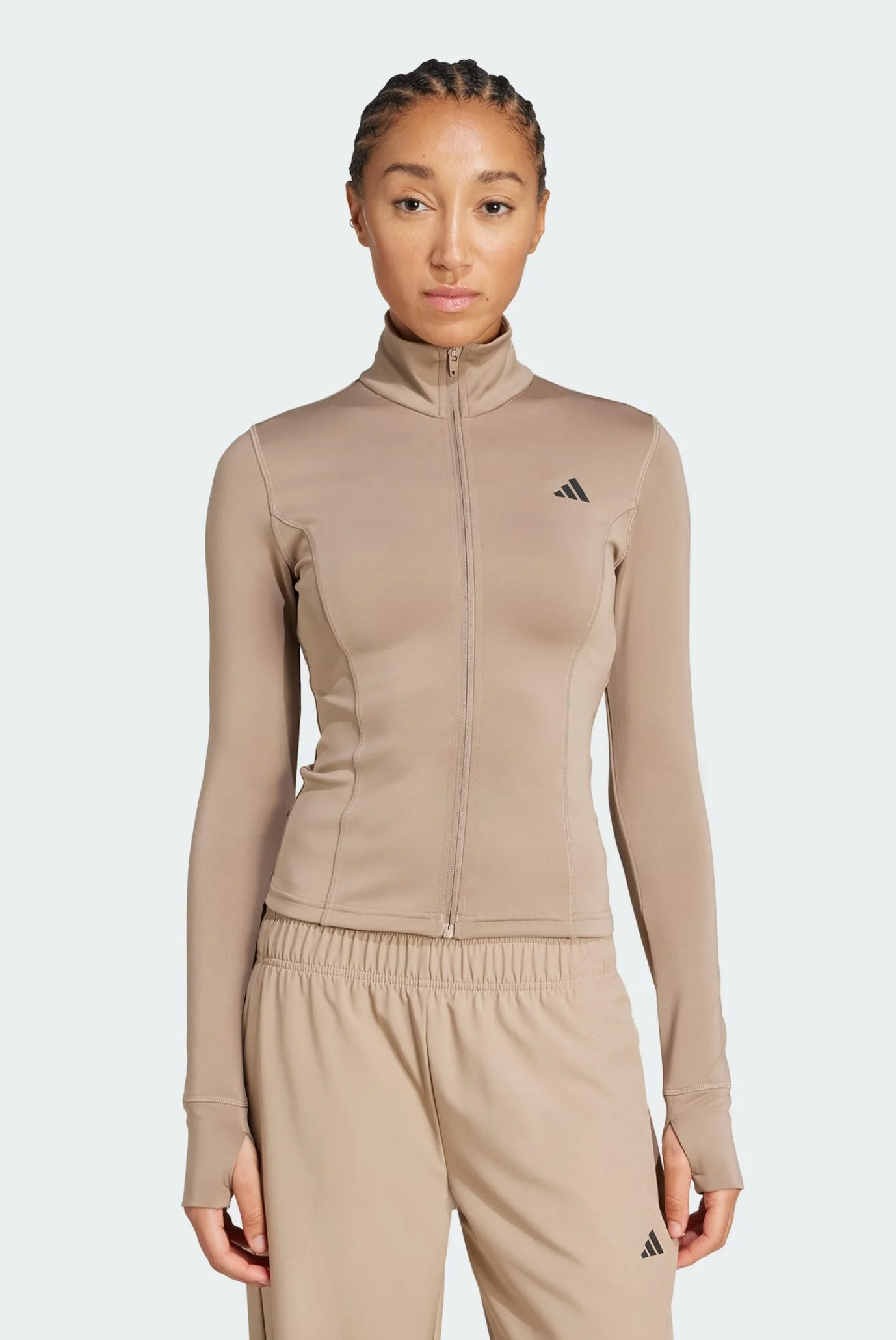 Женская бежевая спортивная кофта Optime Essentials Full-Zip adidas
