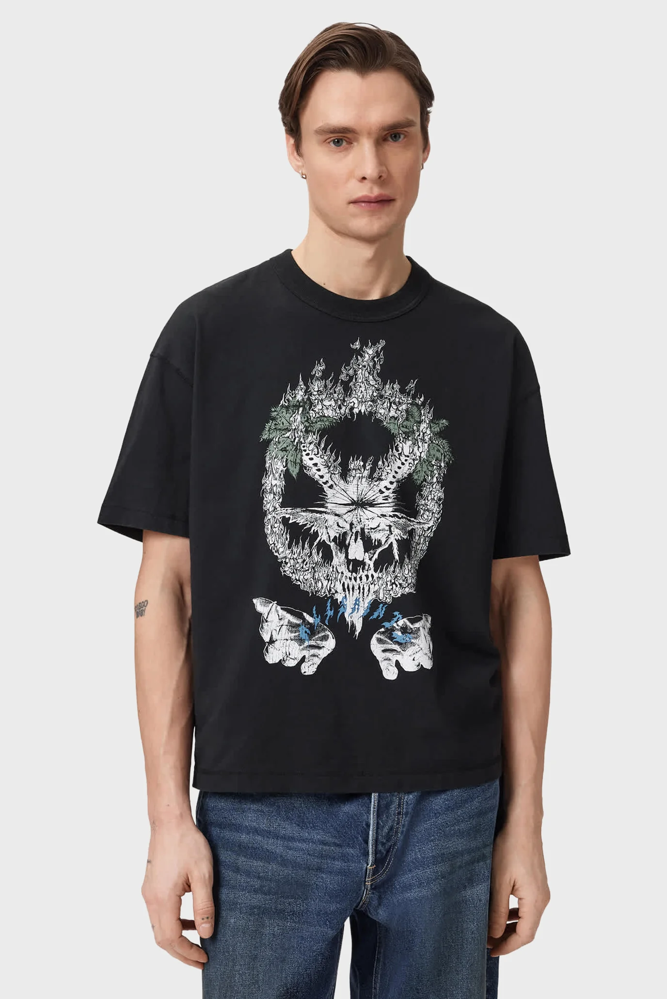 あーす様オーダー Мужская черная футболка PALM RIPPER AllSaints M045PE — MD-Fashion