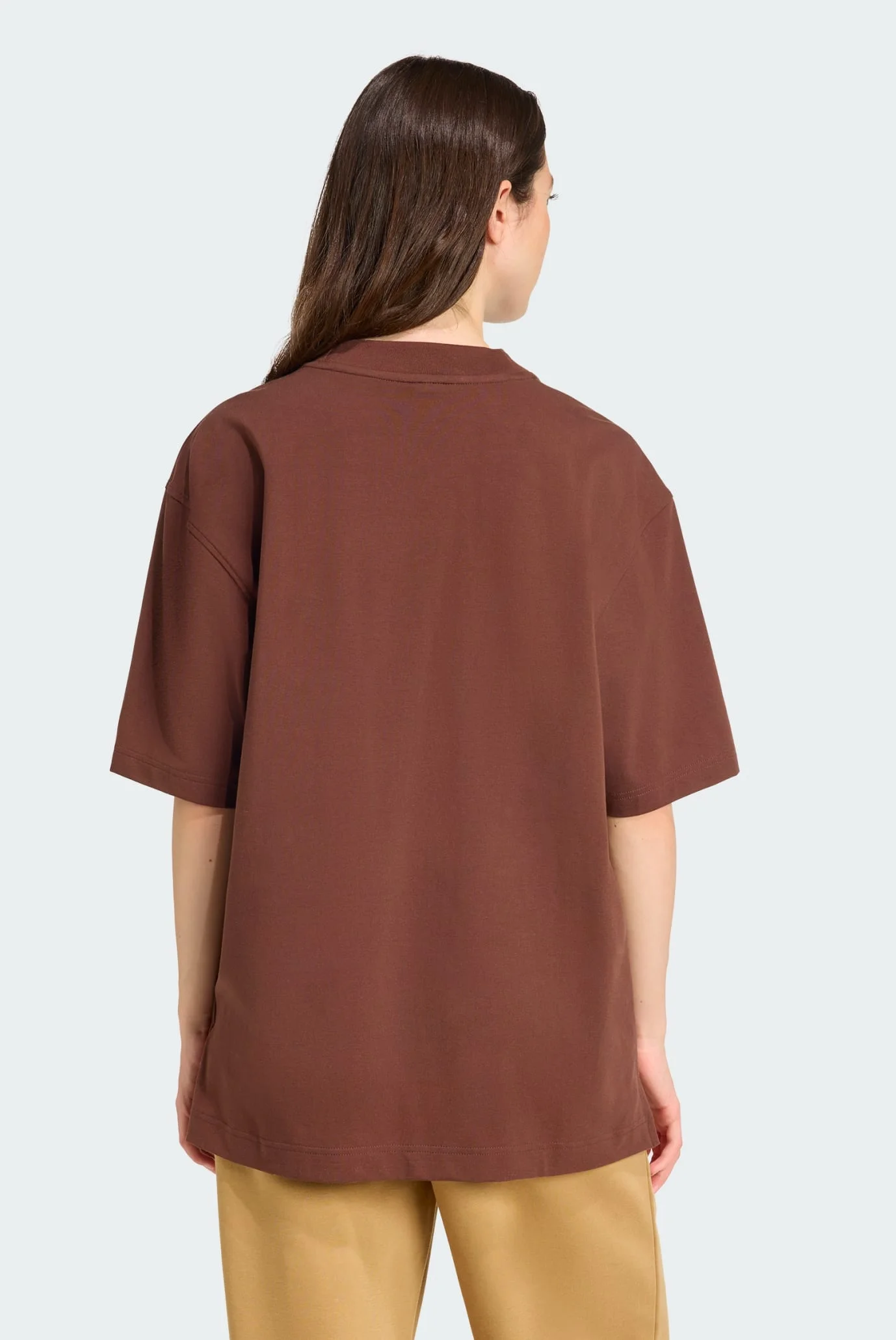 Жіноча коричнева футболка Essentials Linear Oversized adidas
