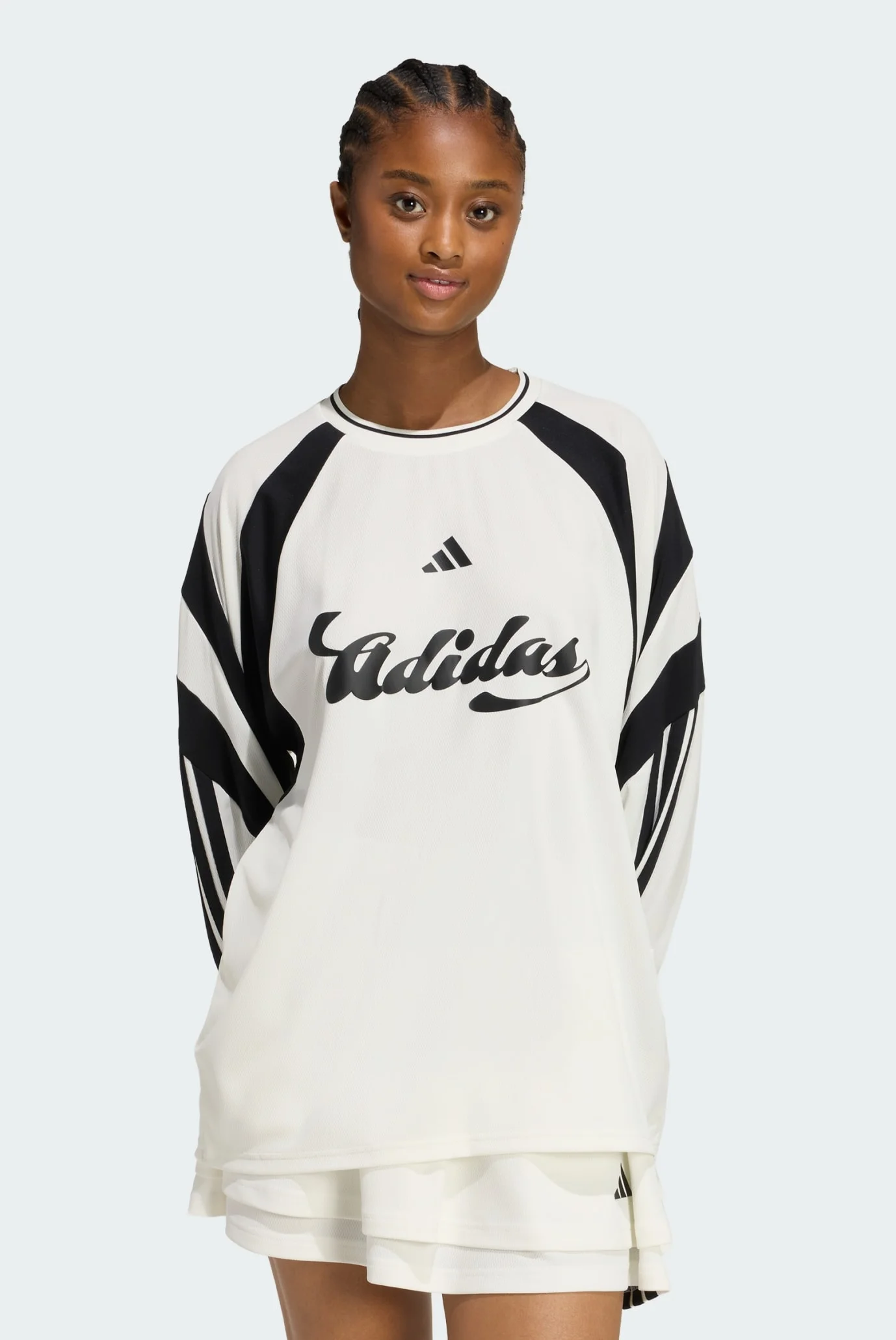 Женский белый лонгслив HOUSE OF TIRO adidas KC4007 — MD-Fashion