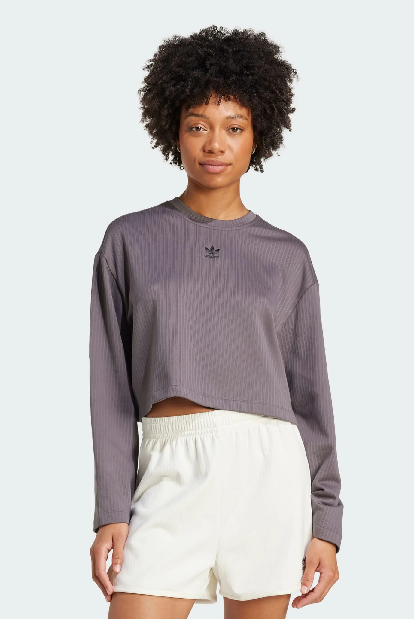 Женский серый лонгслив Essentials Winterized Wide Rib adidas