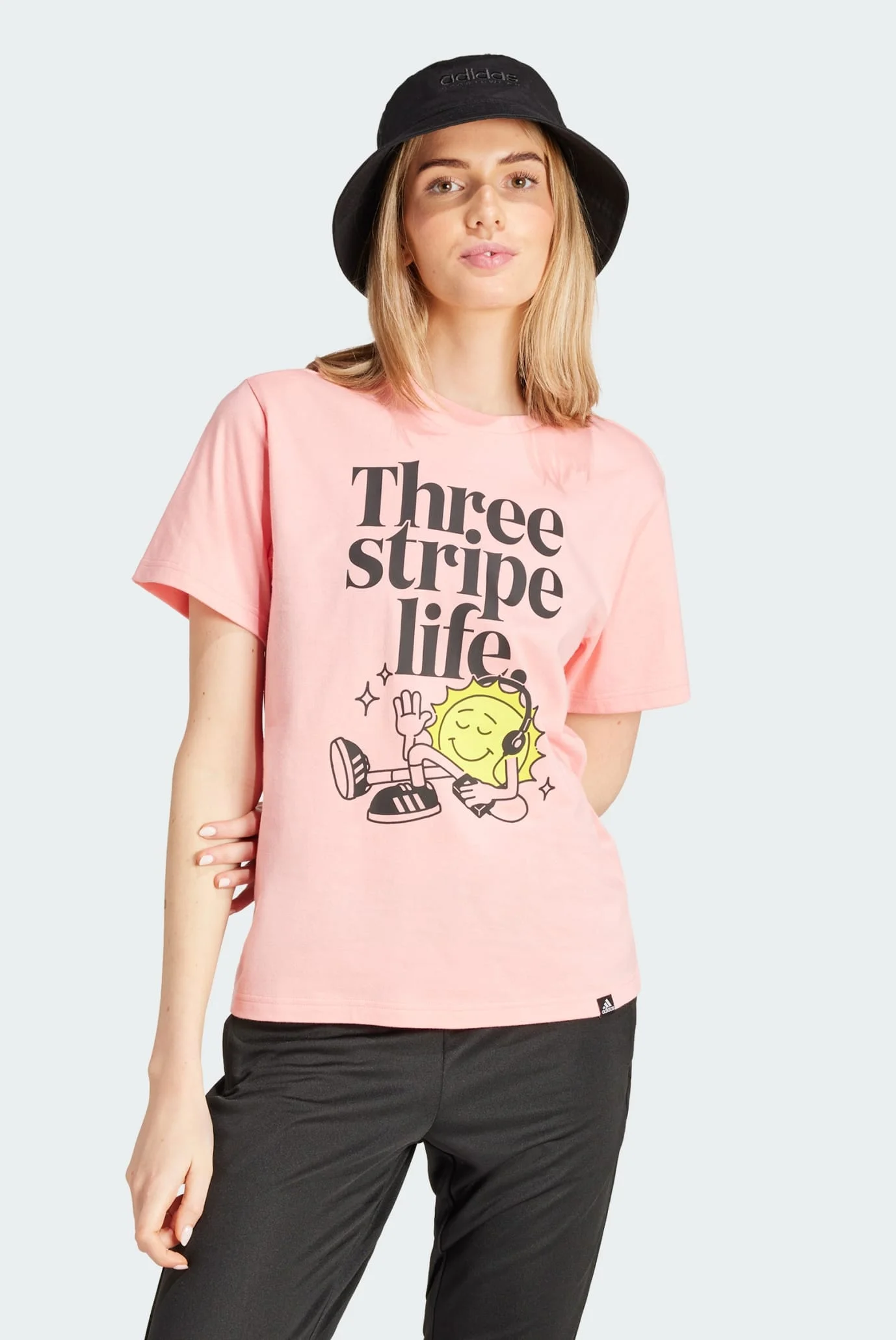 Жіноча пудрова футболка Positivity Graphic adidas IX6456 — MD-Fashion