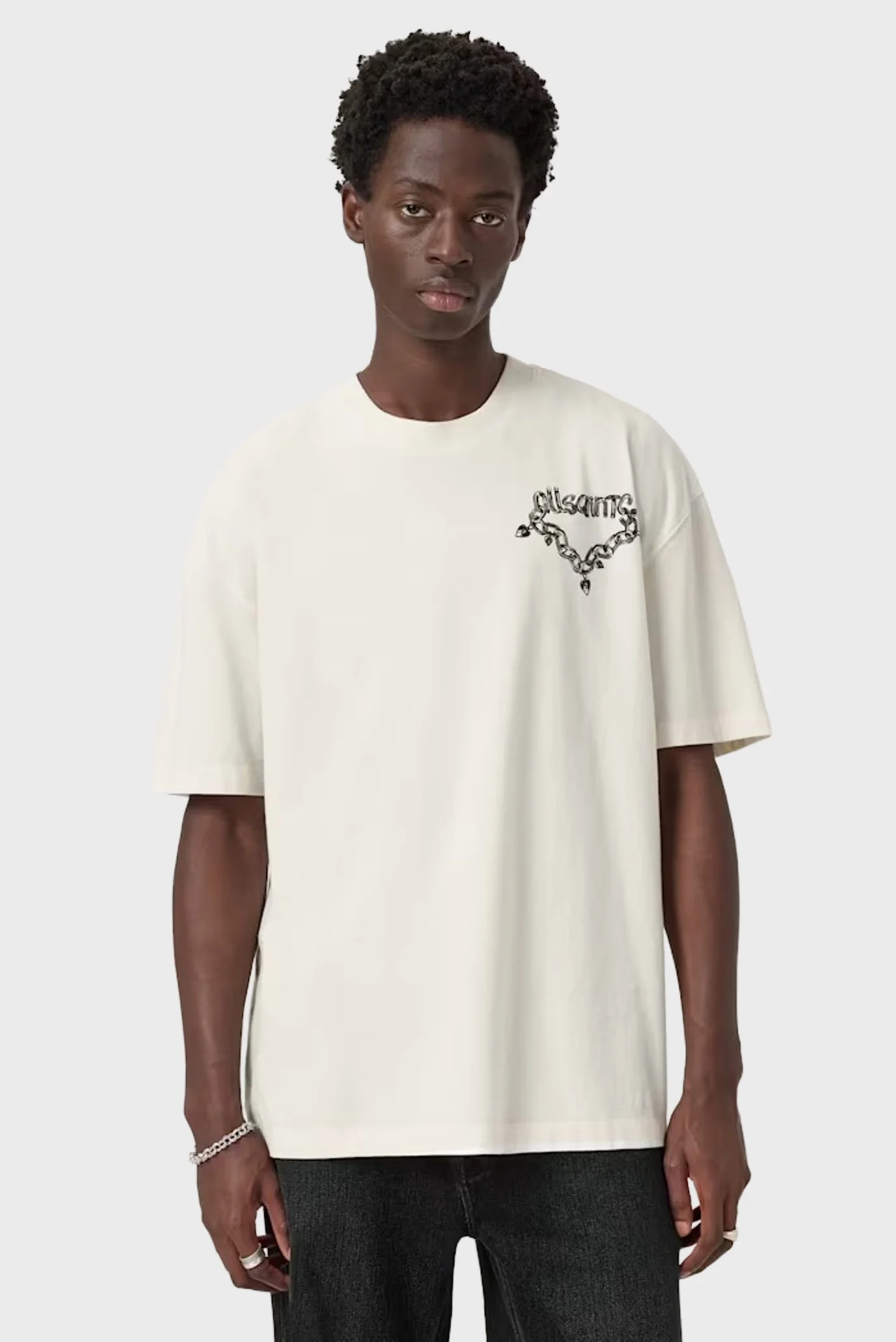 Мужская белая футболка DRIP AllSaints M005PD — MD-Fashion