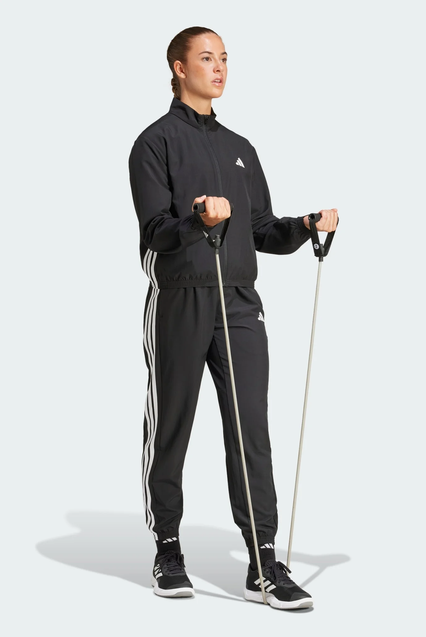 Женская черная спортивная кофта Train Essentials 3-Stripes Woven