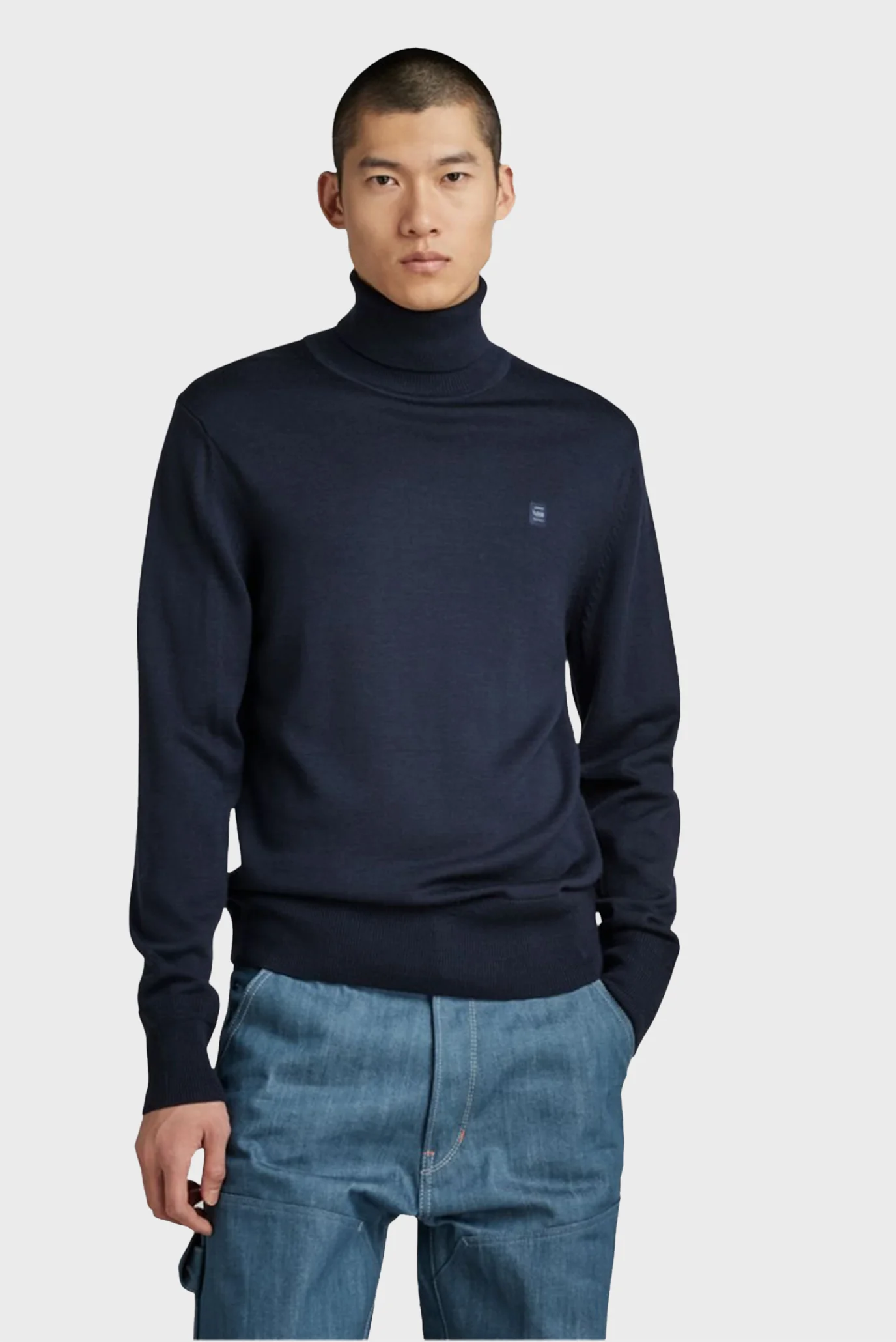 Мужской темно-синий шерстяной гольф Premium core turtle G-Star RAW