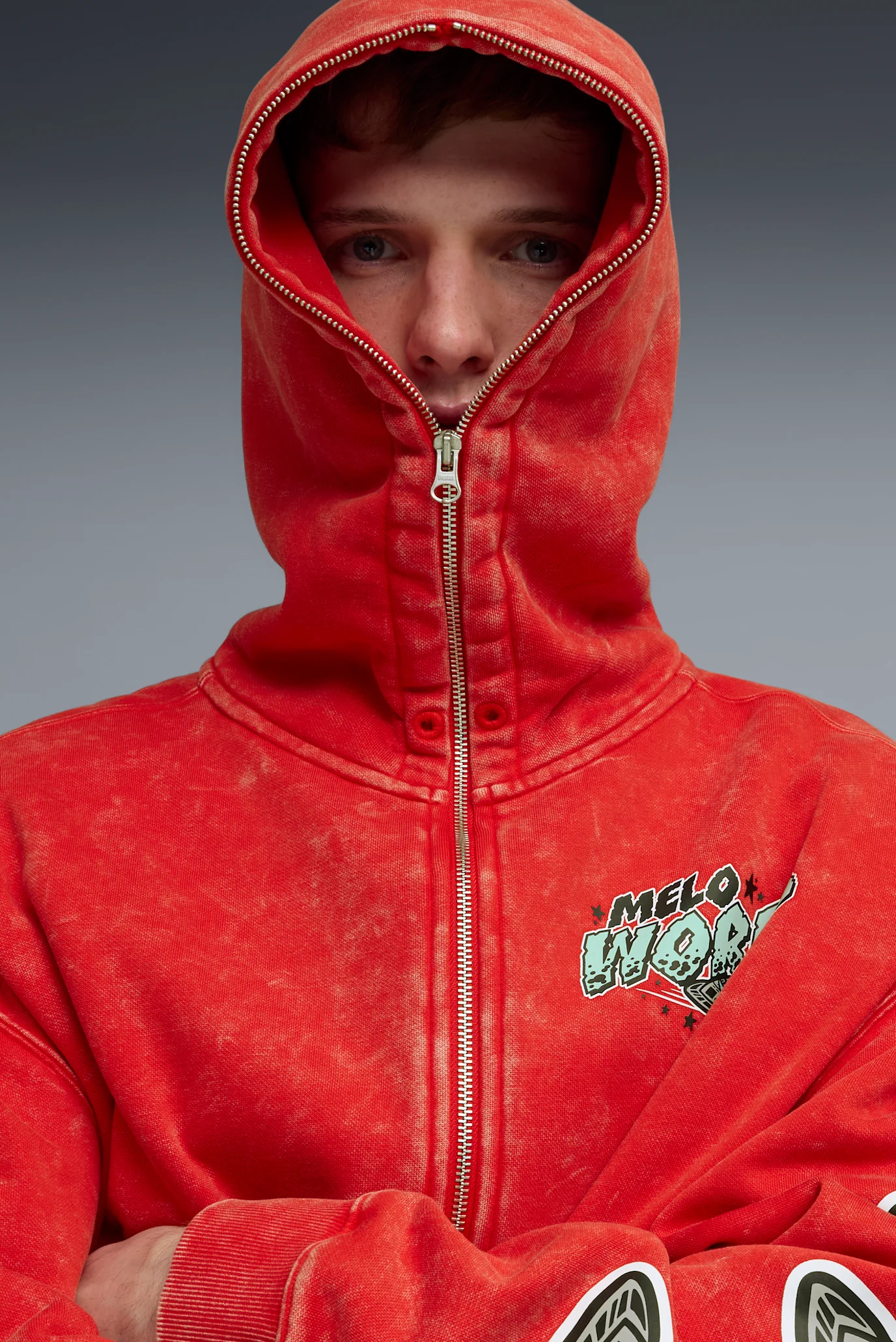 Чоловіче червоне худі Melo World Zip Up Hoodie Men PUMA 634603_01
