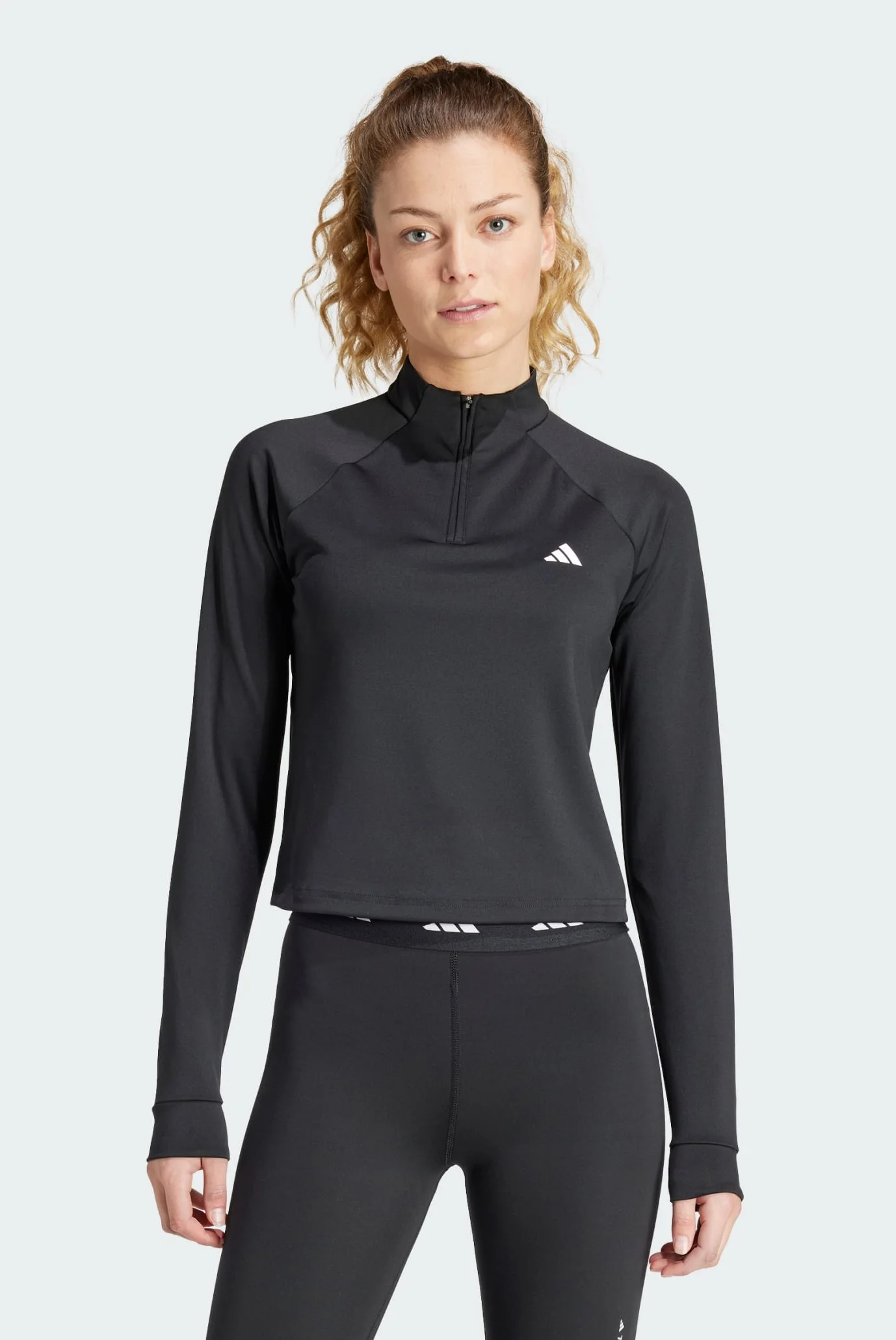 Женский черный лонгслив Train Essentials Minimal Branding 1/4-Zip