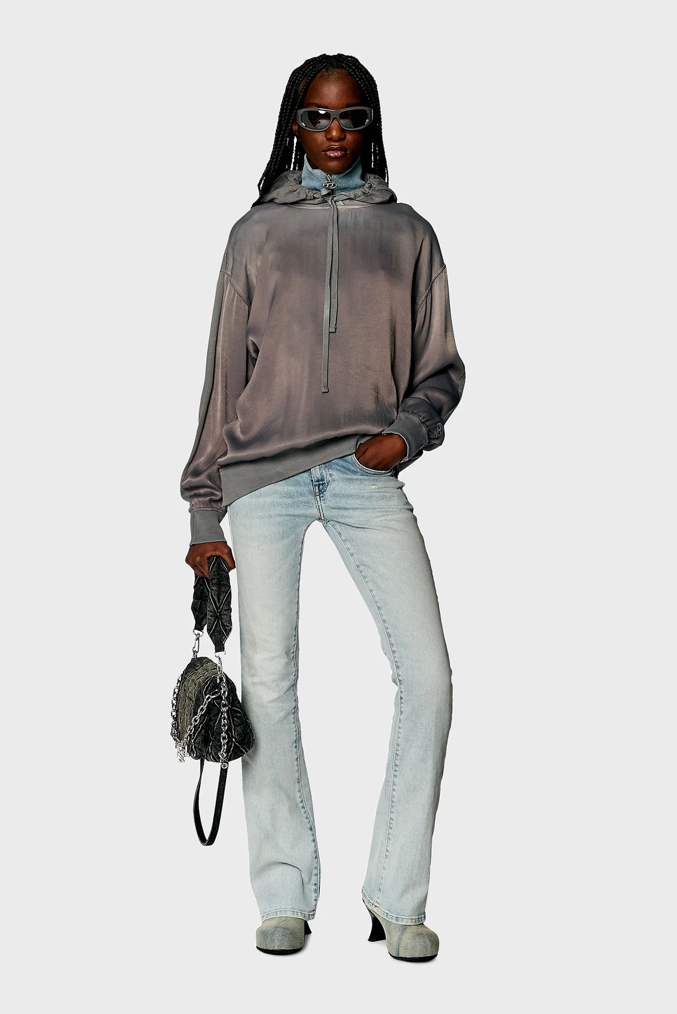 Женское серое худи F-BUXT-HOOD-SC Diesel A12054 0EPAB — MD-Fashion