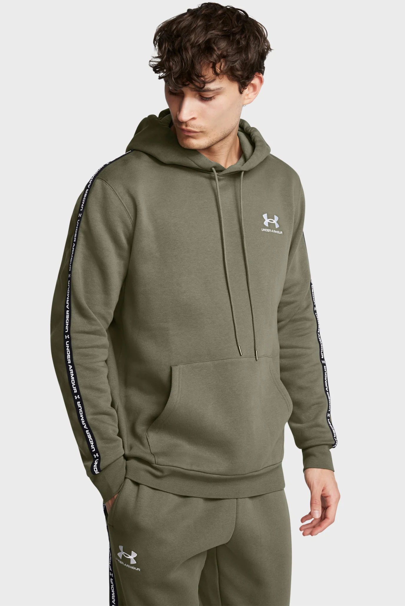 Мужское зеленое худи UA Icon Fleece HD Taping Under Armour 1389356