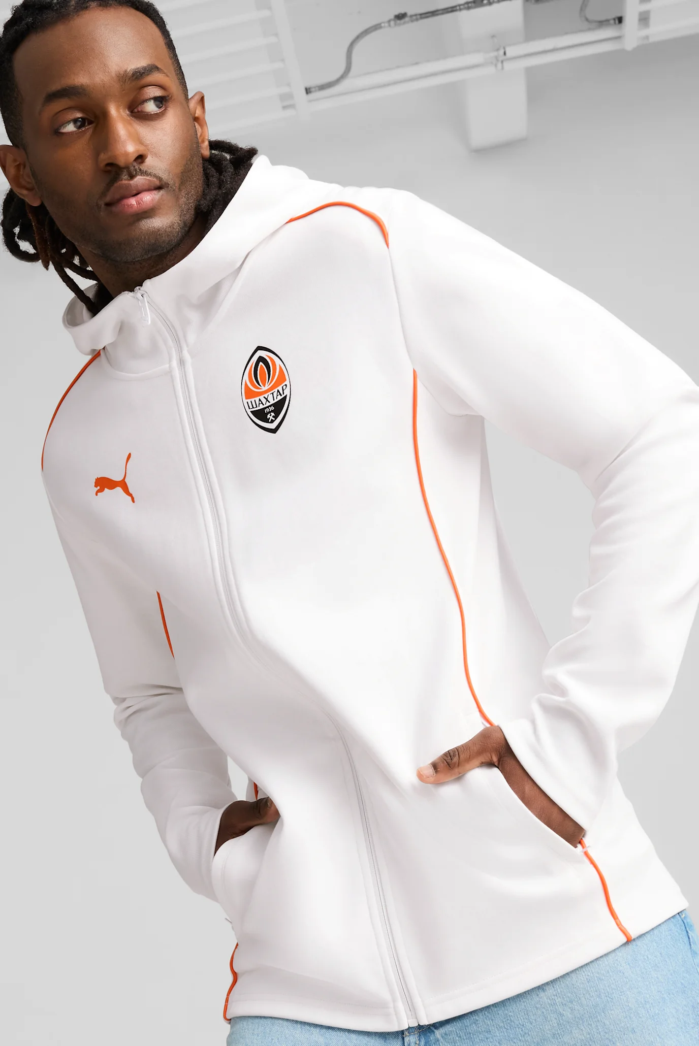 Чоловіча біла куртка FC Shakhtar Donetsk Casuals Hooded Jacket