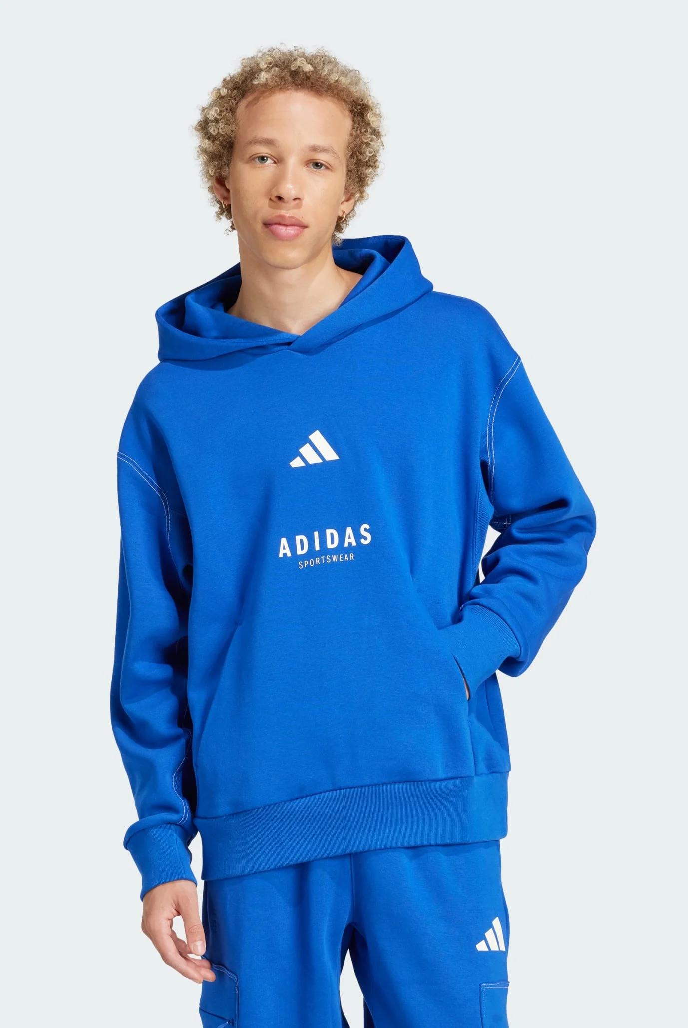 Мужское синее худи ALL SZN Fleece Graphic adidas JJ3667 — MD-Fashion