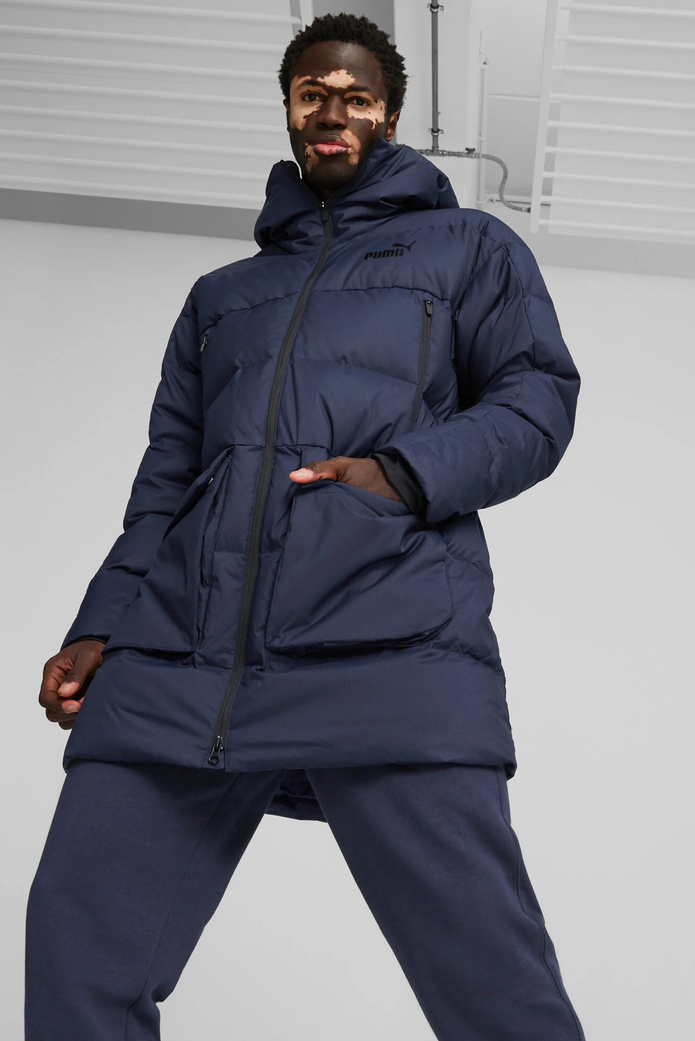 Мужской темно-синий пуховик Protective Hooded Down Coat PUMA