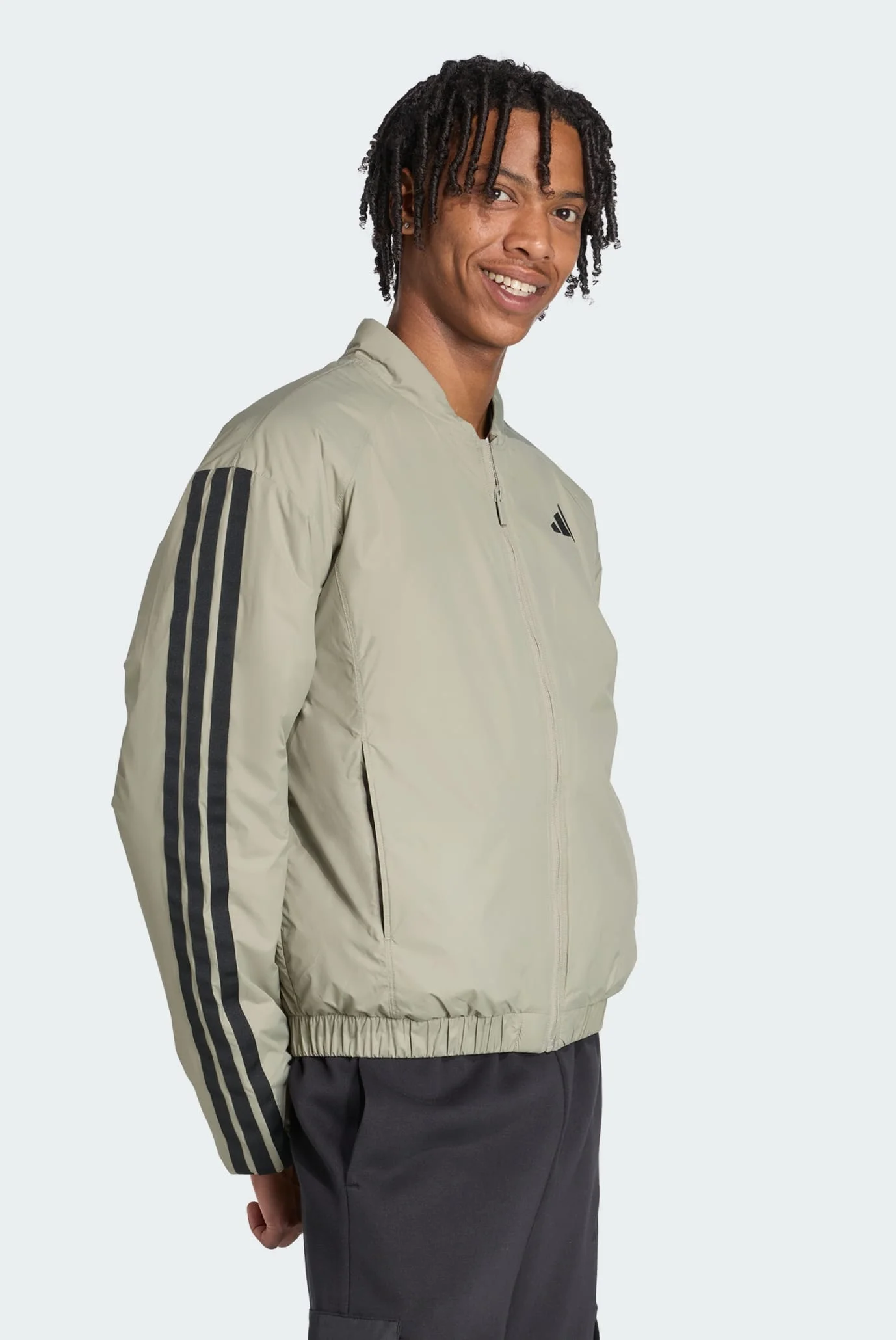 Мужской оливковый бомбер Essentials CLIMAWARM 3-Stripes Insulated